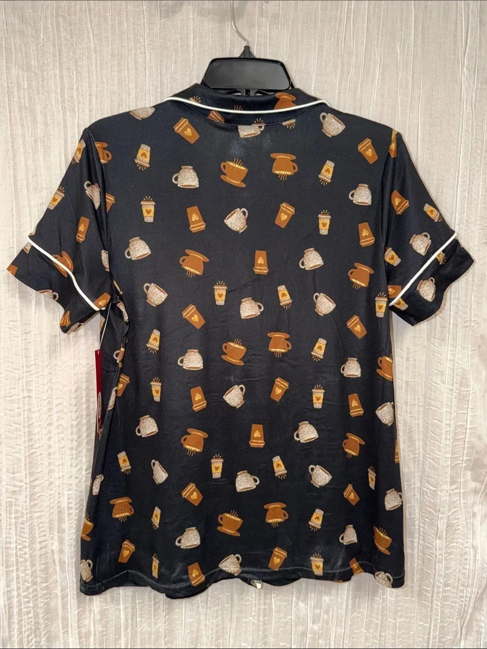 89th+MADISON Black White Brown Gold Coffee Notch Collar Short Sleeve PJ Set